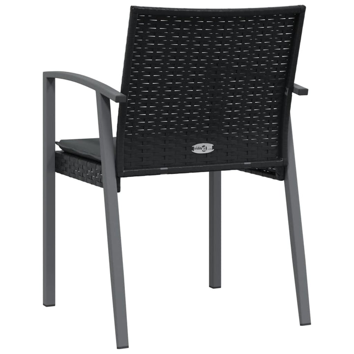 havestole med hynder 4 stk. 56,5x57x83 cm polyrattan sort