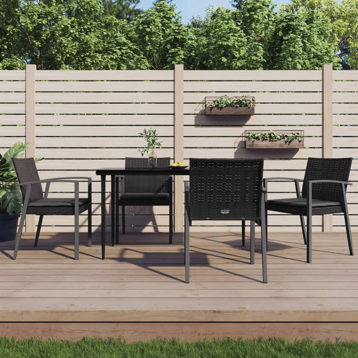 havestole med hynder 4 stk. 56,5x57x83 cm polyrattan sort