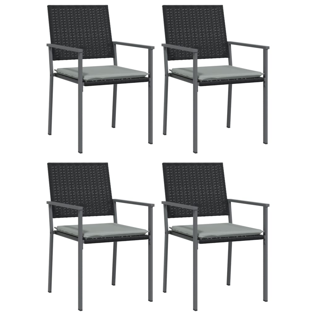 havestole med hynder 4 stk. 54x62,5x89 cm polyrattan sort
