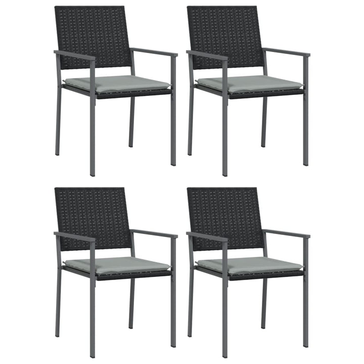 havestole med hynder 4 stk. 54x62,5x89 cm polyrattan sort