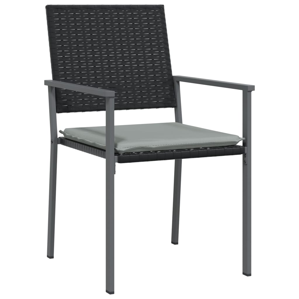 havestole med hynder 4 stk. 54x62,5x89 cm polyrattan sort