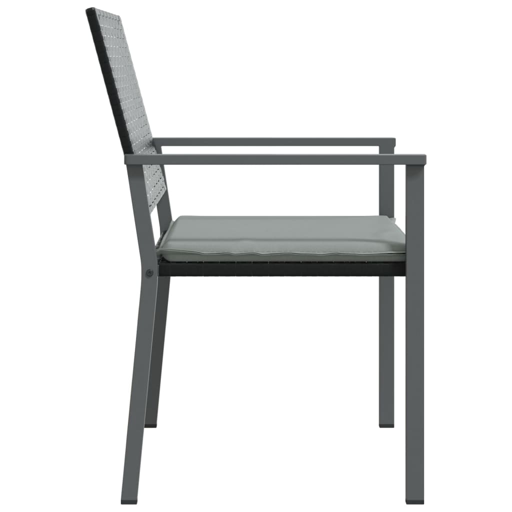 havestole med hynder 4 stk. 54x62,5x89 cm polyrattan sort