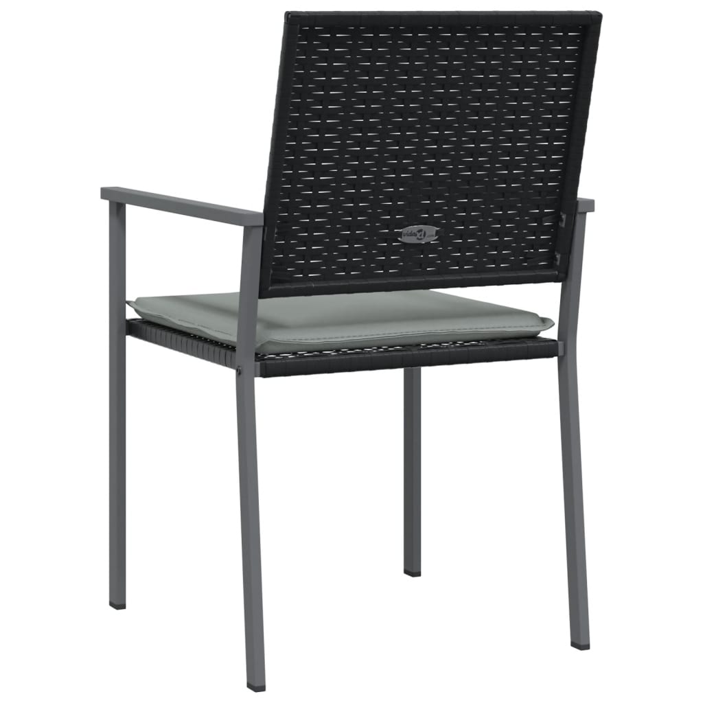 havestole med hynder 4 stk. 54x62,5x89 cm polyrattan sort