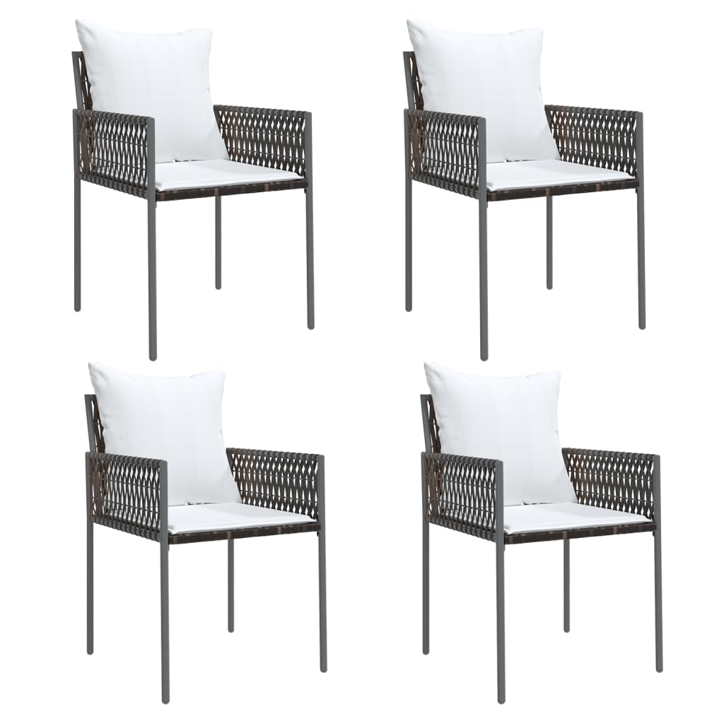 havestole med hynder 4 stk. 54x61x83 cm polyrattan brun