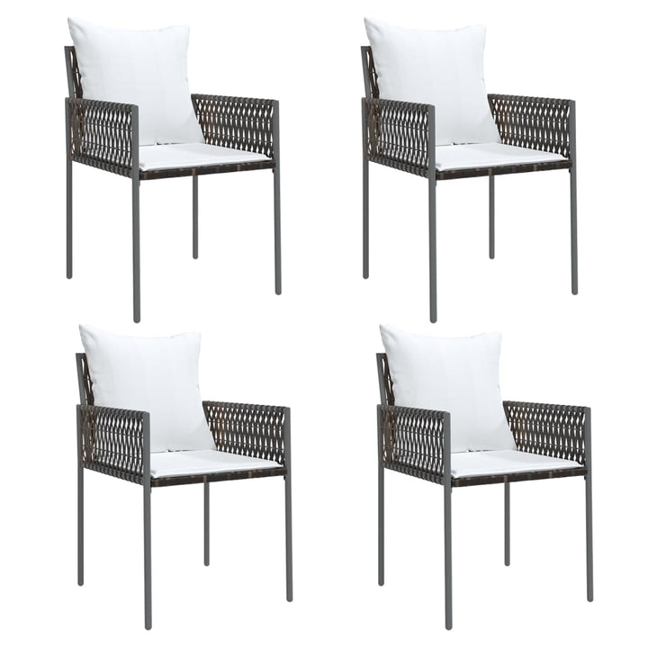 havestole med hynder 4 stk. 54x61x83 cm polyrattan brun