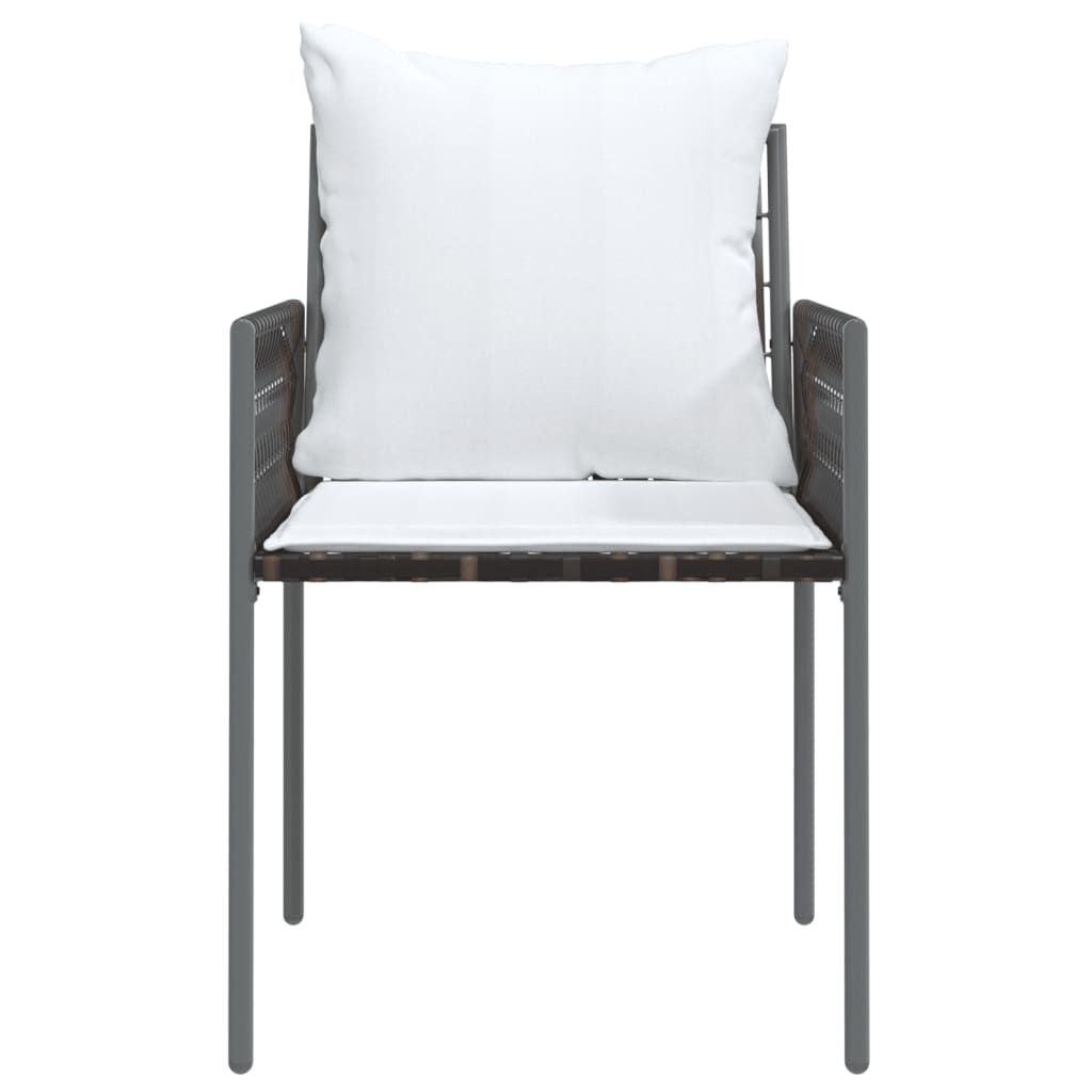 havestole med hynder 4 stk. 54x61x83 cm polyrattan brun