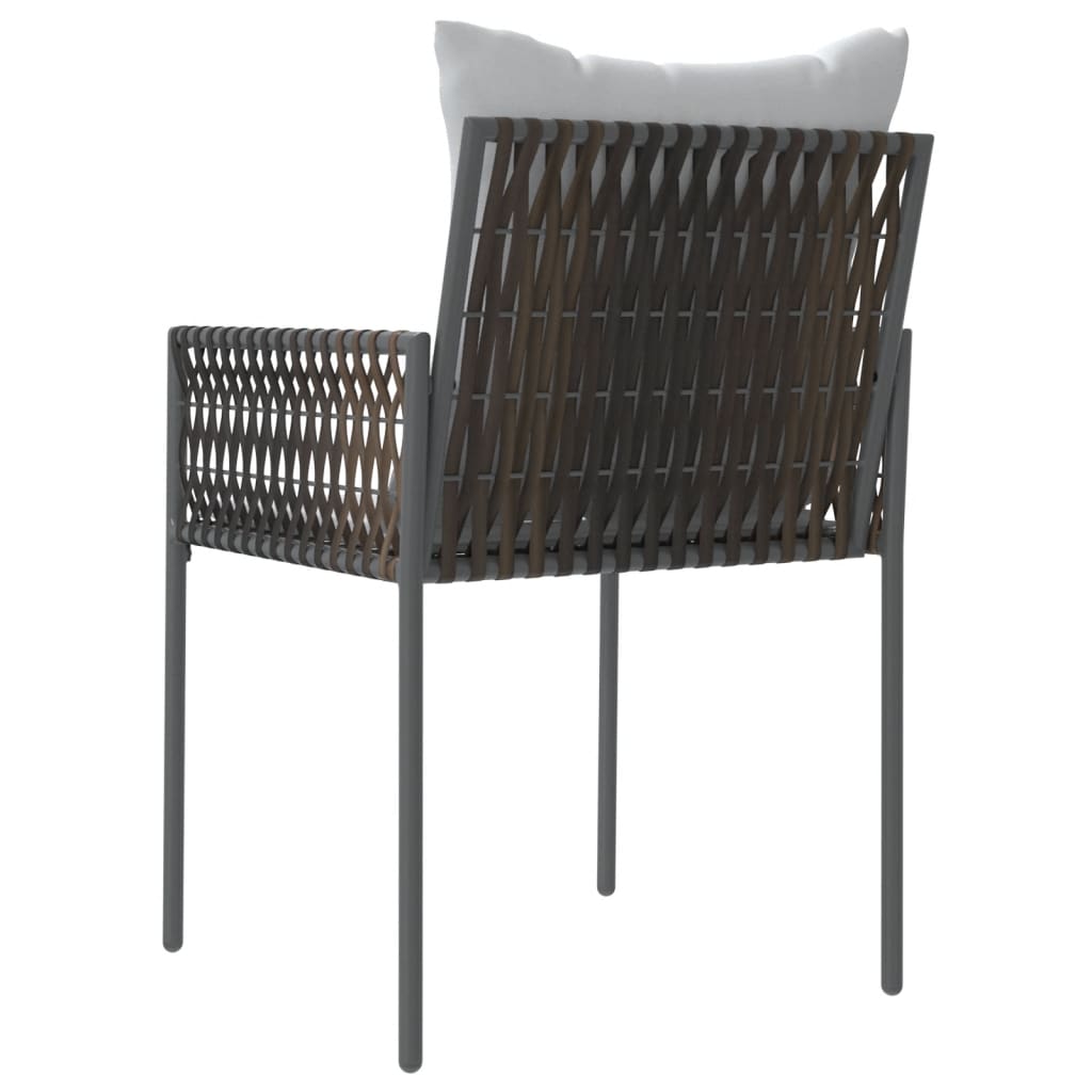 havestole med hynder 4 stk. 54x61x83 cm polyrattan brun