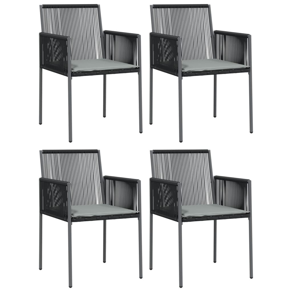 havestole med hynder 4 stk. 54x60,5x83,5 cm polyrattan sort
