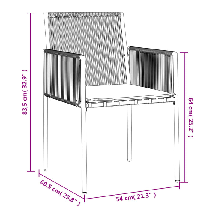 havestole med hynder 4 stk. 54x60,5x83,5 cm polyrattan sort