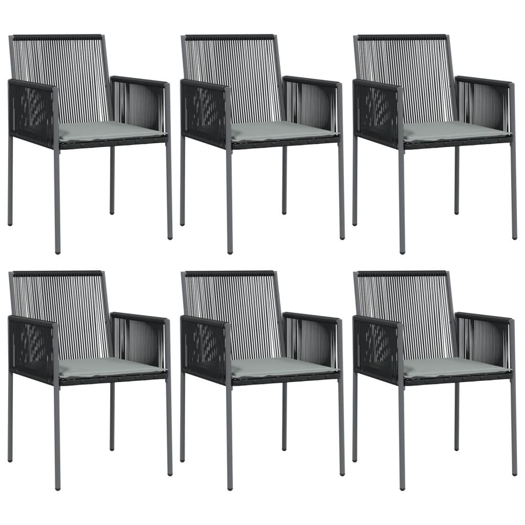 havestole med hynder 6 stk. 54x60,5x83,5 cm polyrattan sort