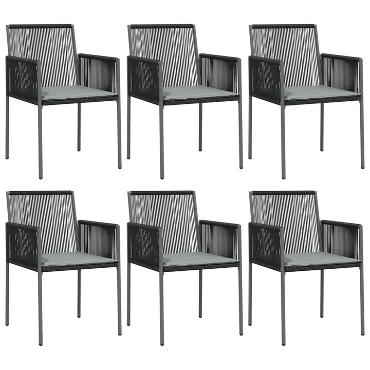havestole med hynder 6 stk. 54x60,5x83,5 cm polyrattan sort