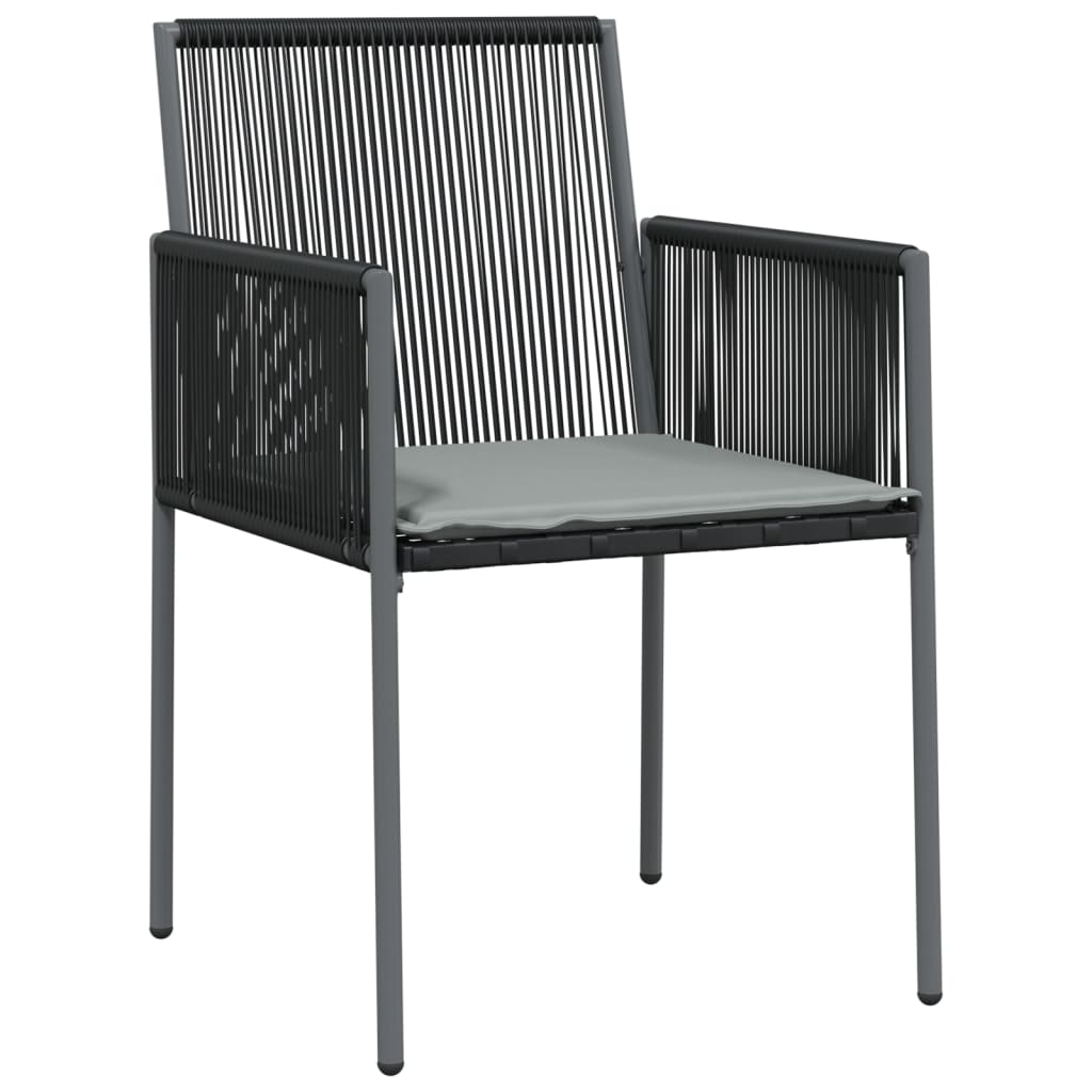 havestole med hynder 6 stk. 54x60,5x83,5 cm polyrattan sort