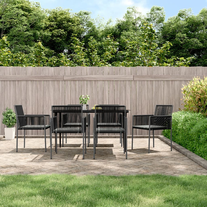 havestole med hynder 6 stk. 54x60,5x83,5 cm polyrattan sort