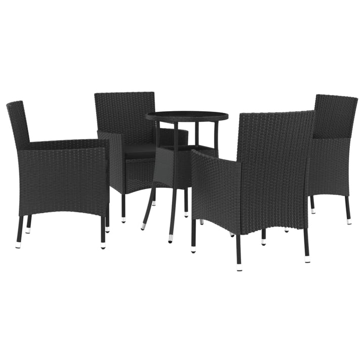 bistrosæt til haven 5 dele med hynder polyrattan sort