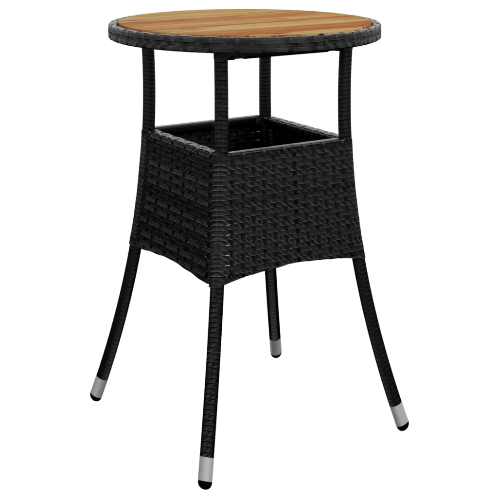 bistrosæt til haven 3 dele med hynder polyrattan sort