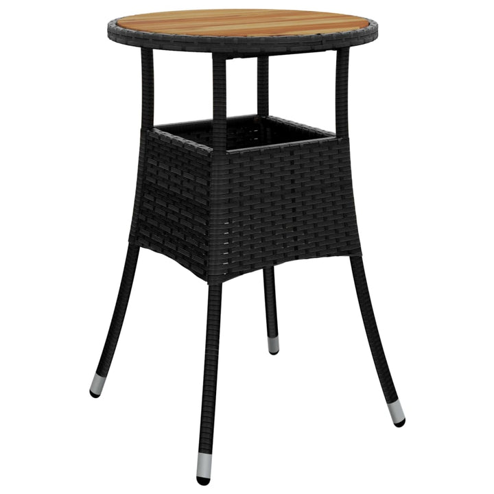 bistrosæt til haven 3 dele med hynder polyrattan sort