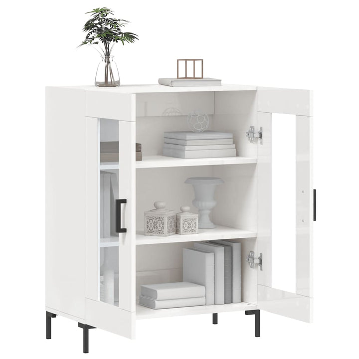 skænk 69,5x34x90 cm konstrueret træ hvid højglans