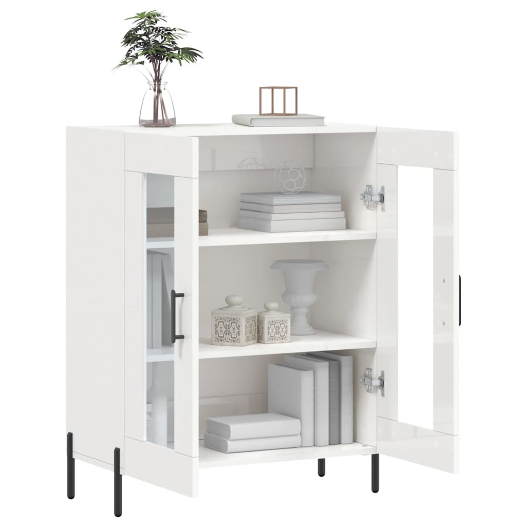 skænk 69,5x34x90 cm konstrueret træ hvid højglans