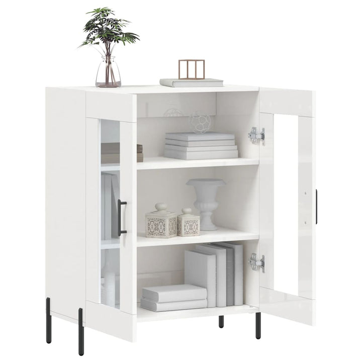 skænk 69,5x34x90 cm konstrueret træ hvid højglans