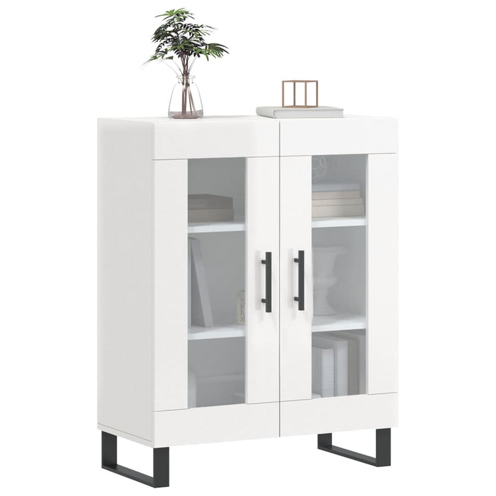 skænk 69,5x34x90 cm konstrueret træ hvid højglans
