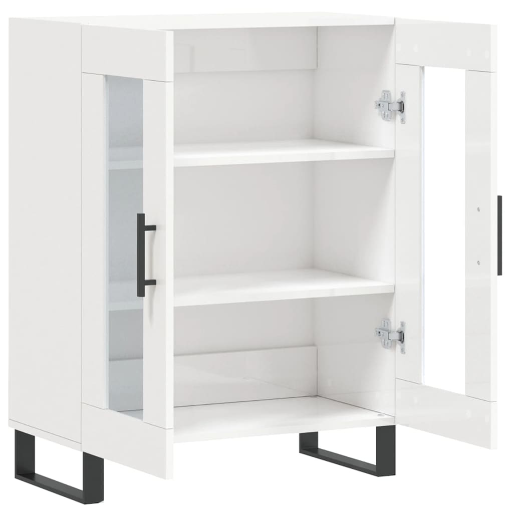 skænk 69,5x34x90 cm konstrueret træ hvid højglans