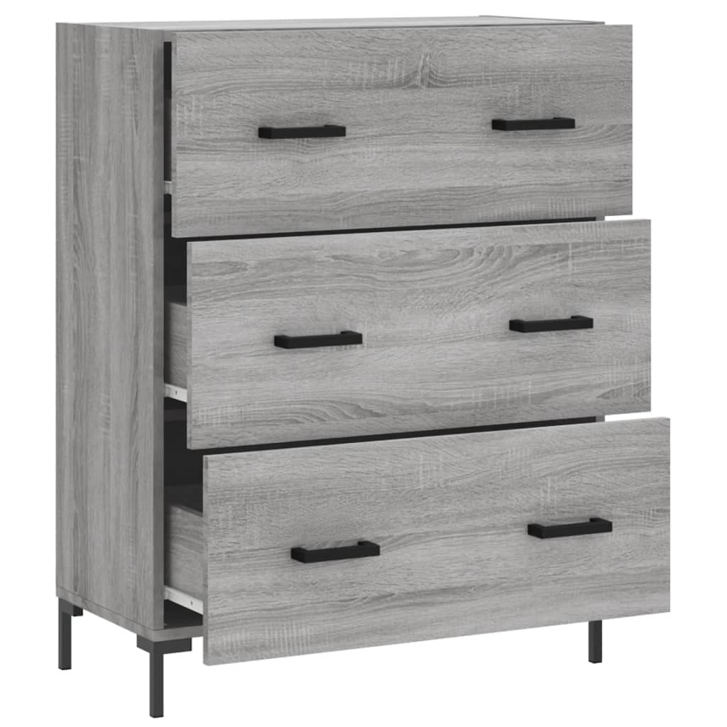 skænk 69,5x34x90 cm konstrueret træ grå sonoma-eg