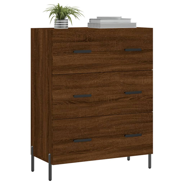 skænk 69,5x34x90 cm konstrueret træ brun egetræsfarve
