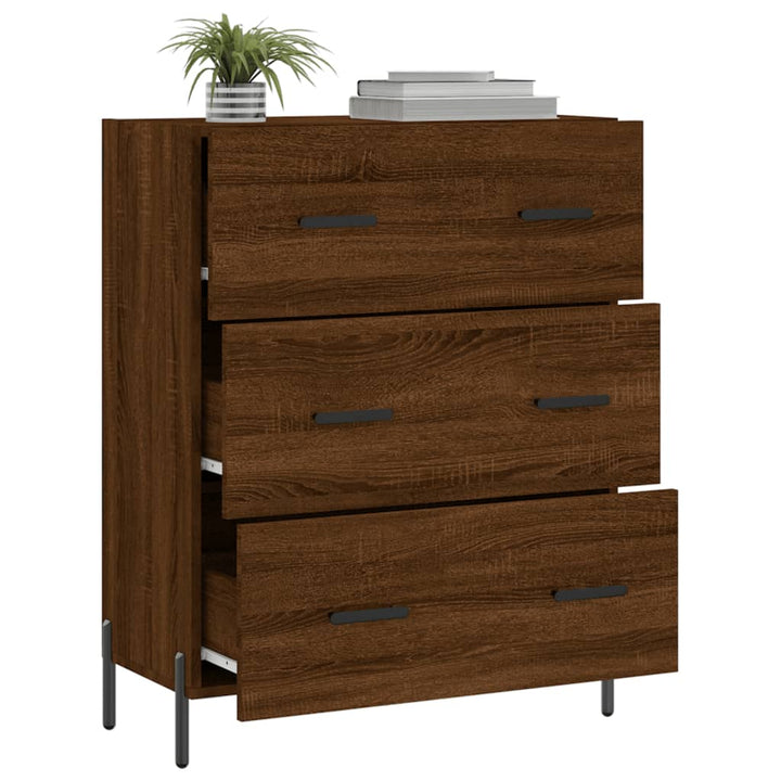 skænk 69,5x34x90 cm konstrueret træ brun egetræsfarve