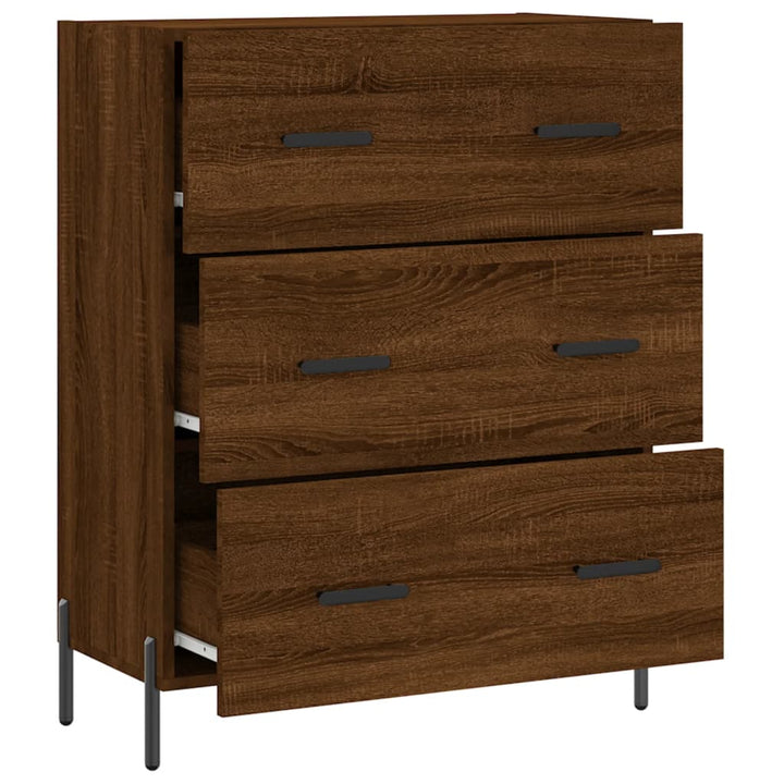skænk 69,5x34x90 cm konstrueret træ brun egetræsfarve