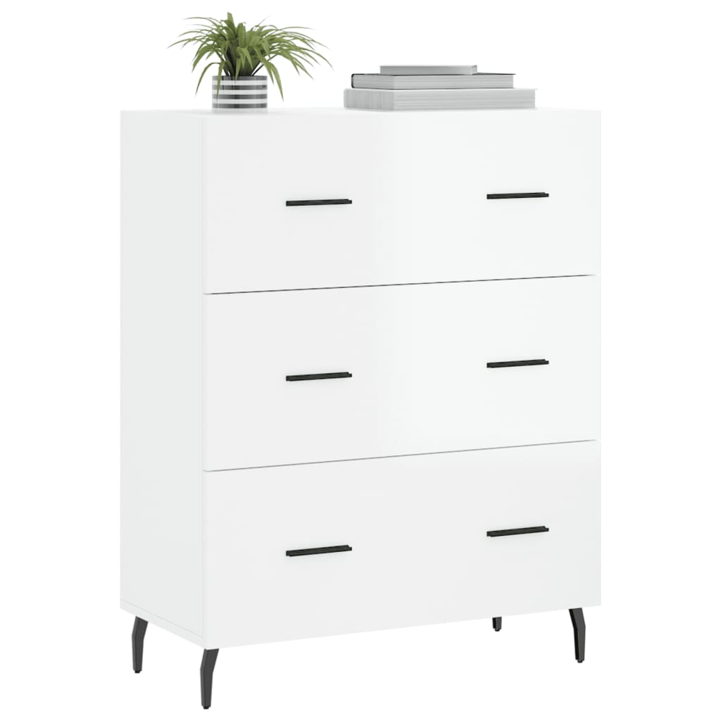 skænk 69,5x34x90 cm konstrueret træ hvid højglans