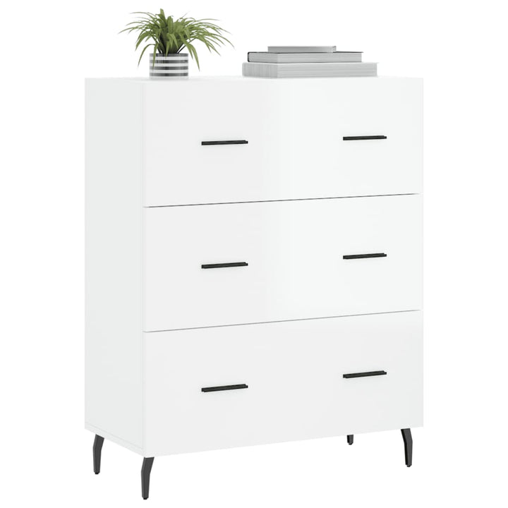 skænk 69,5x34x90 cm konstrueret træ hvid højglans