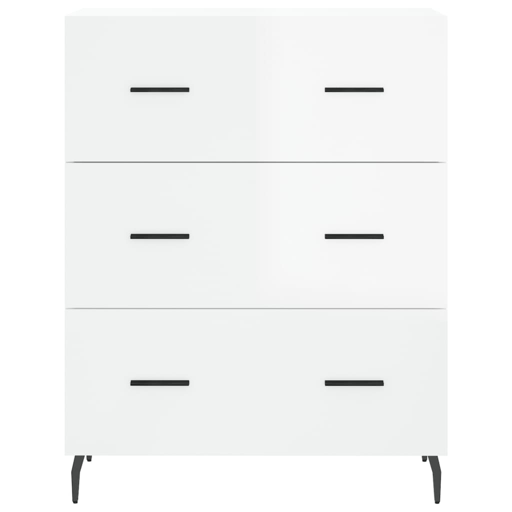 skænk 69,5x34x90 cm konstrueret træ hvid højglans