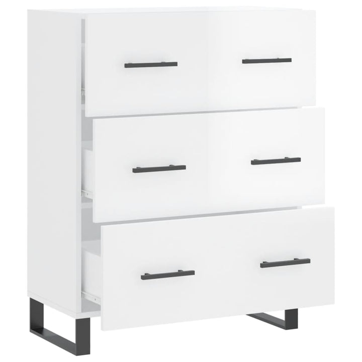 skænk 69,5x34x90 cm konstrueret træ hvid højglans