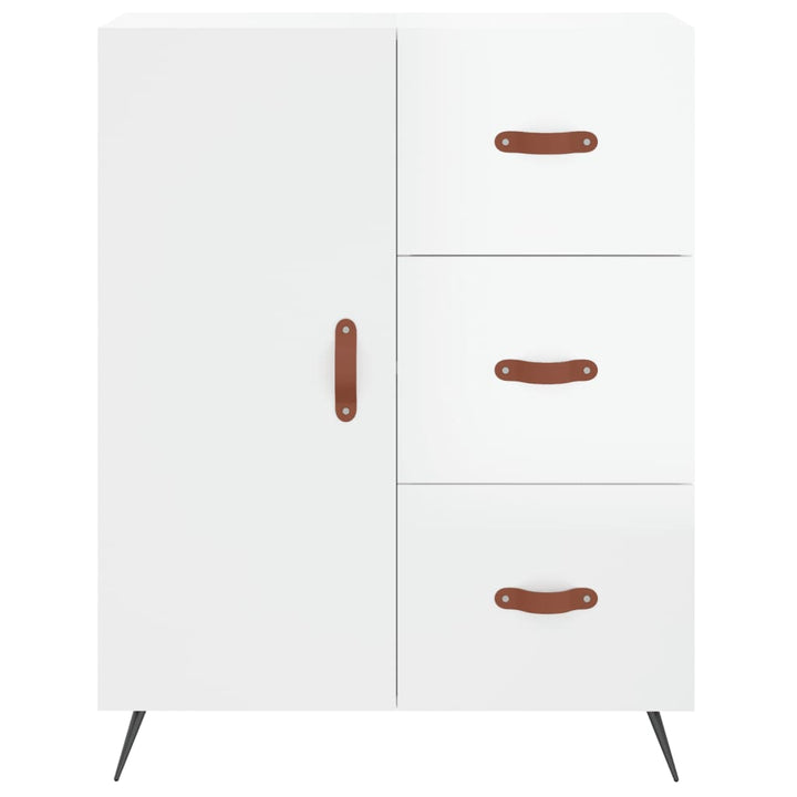 skænk 69,5x34x90 cm konstrueret træ hvid højglans