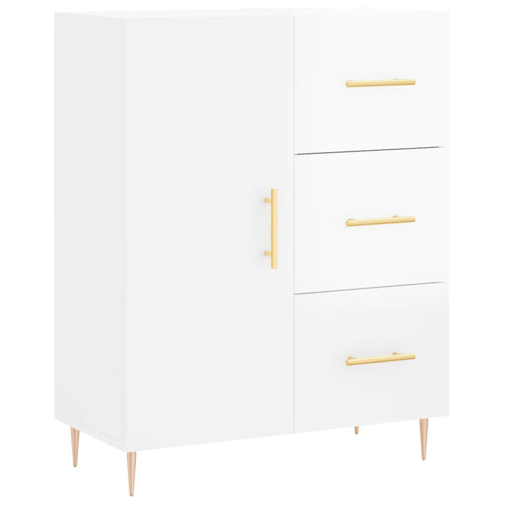 skænk 69,5x34x90 cm konstrueret træ hvid højglans