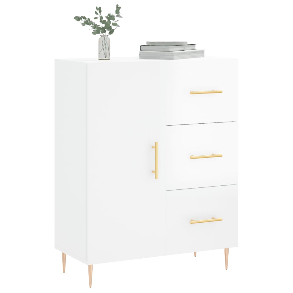 skænk 69,5x34x90 cm konstrueret træ hvid højglans