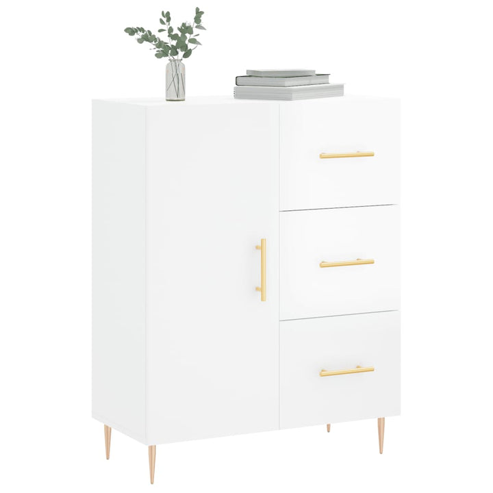 skænk 69,5x34x90 cm konstrueret træ hvid højglans