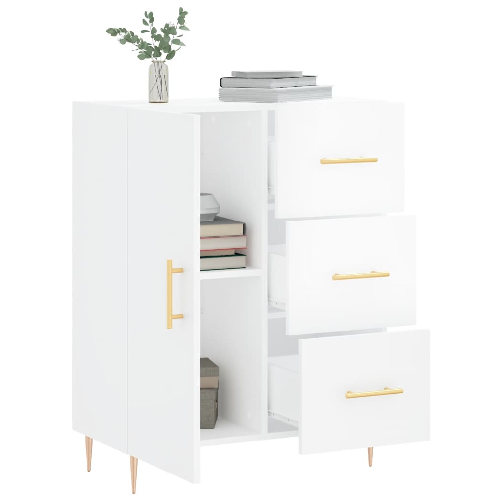 skænk 69,5x34x90 cm konstrueret træ hvid højglans