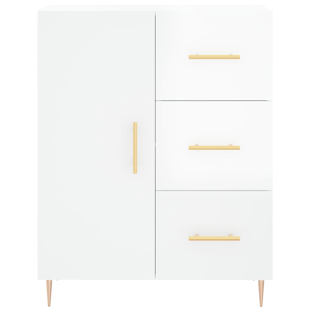 skænk 69,5x34x90 cm konstrueret træ hvid højglans