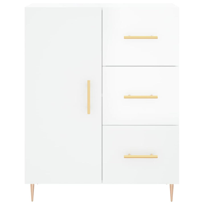 skænk 69,5x34x90 cm konstrueret træ hvid højglans
