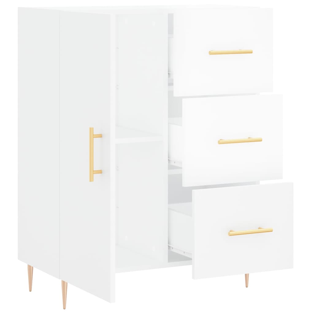 skænk 69,5x34x90 cm konstrueret træ hvid højglans