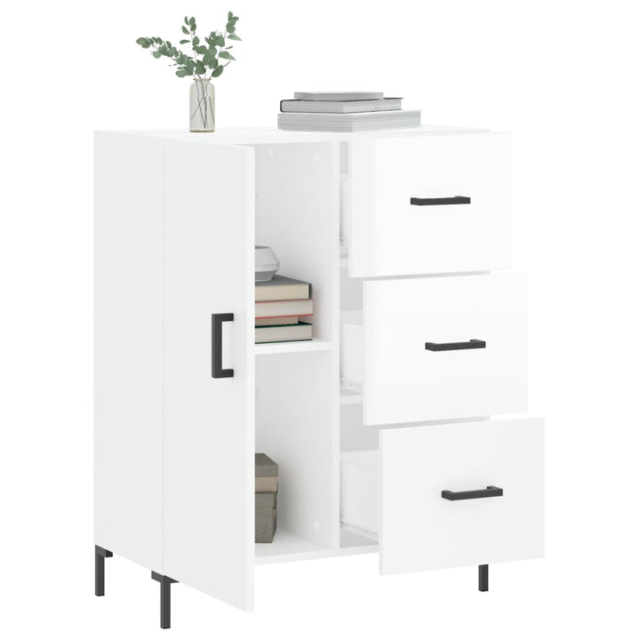 skænk 69,5x34x90 cm konstrueret træ hvid højglans