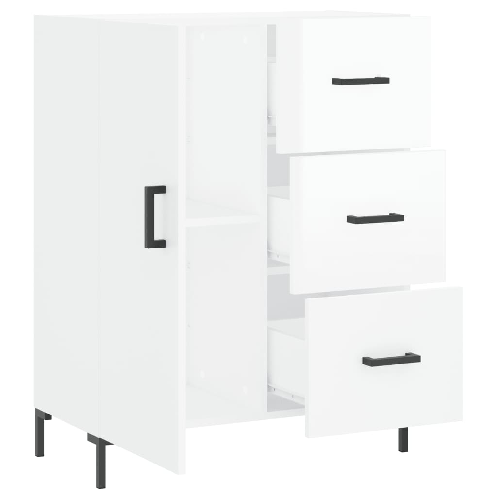 skænk 69,5x34x90 cm konstrueret træ hvid højglans