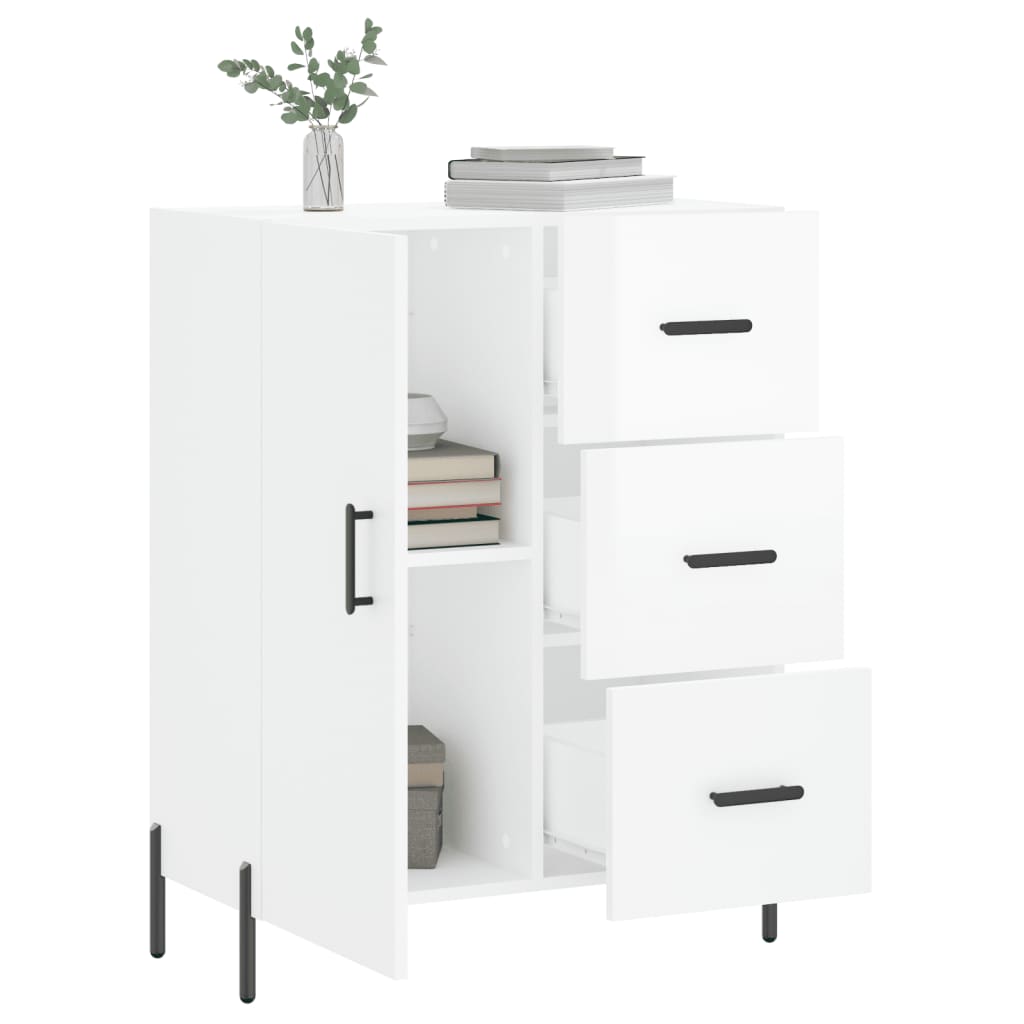 skænk 69,5x34x90 cm konstrueret træ hvid højglans