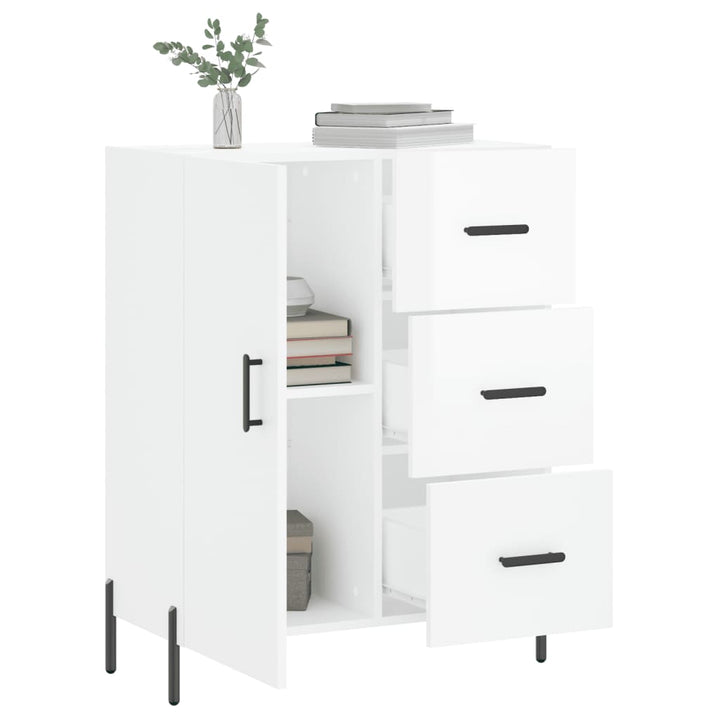 skænk 69,5x34x90 cm konstrueret træ hvid højglans