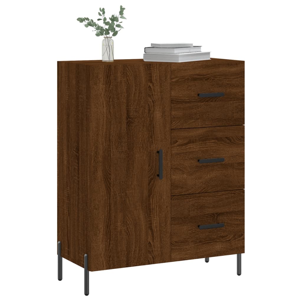 skænk 69,5x34x90 cm konstrueret træ brun egetræsfarve
