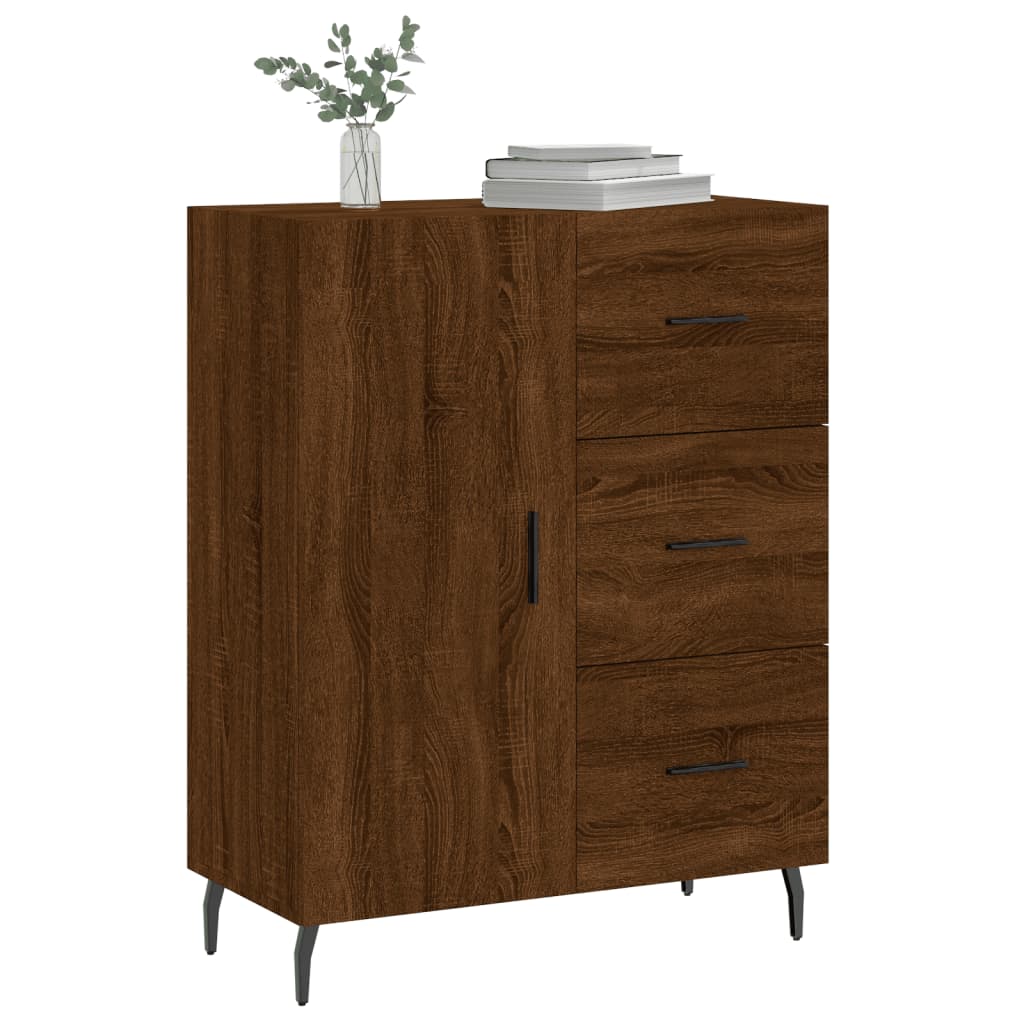 skænk 69,5x34x90 cm konstrueret træ brun egetræsfarve