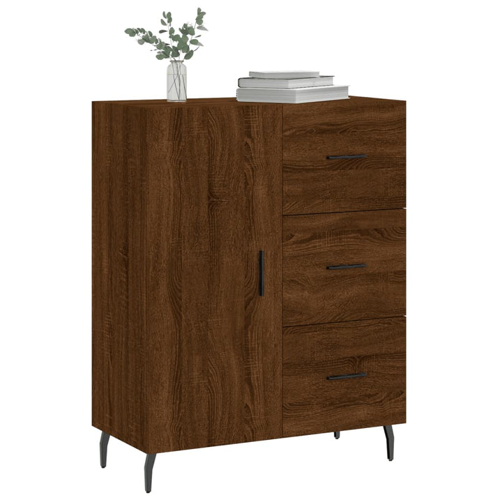 skænk 69,5x34x90 cm konstrueret træ brun egetræsfarve