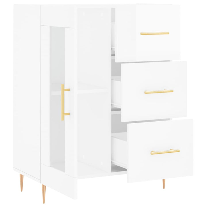 skænk 69,5x34x90 cm konstrueret træ hvid højglans