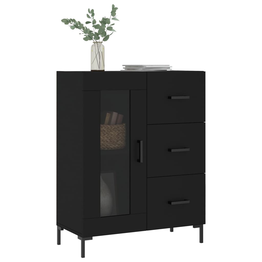 skænk 69,5x34x90 cm konstrueret træ sort